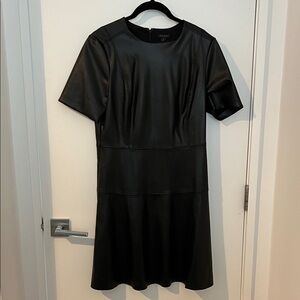 Ann Taylor Faux Leather Black Dress